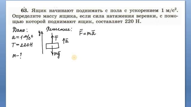 Решение задачи на применение второго закона Ньютона