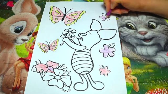 РАСКРАСКИ! Раскрашиваем картинки для детей из мультфильмов Винни Пух, Пятачок с цветами смотреть онлайн