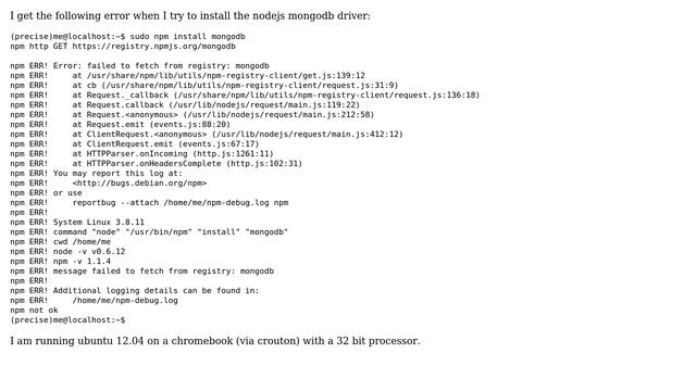 npm install mongodb error смотреть онлайн