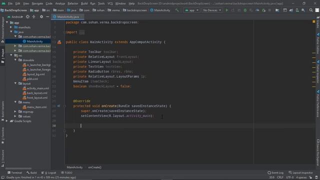 Back Drop Layout | Android Studio | Material Design смотреть онлайн