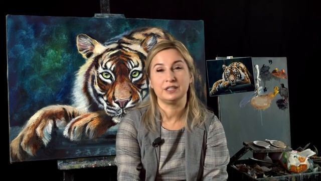 Мастер-класс Ольги Базановой "Амурский тигр". Пишем маслом. Часть 3 смотреть онлайн