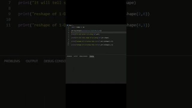 Uses of shape and reshape commands with an Array in Python смотреть онлайн