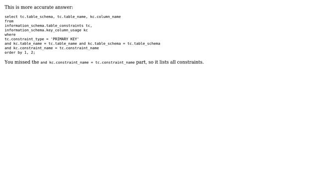 Databases: List primary keys for all tables - Postgresql (4 Solutions!!) смотреть онлайн