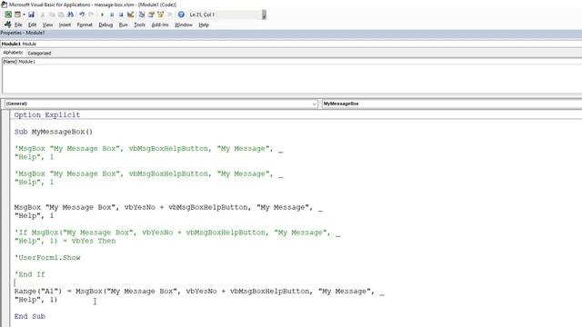 MsgBox Function in Excel смотреть онлайн