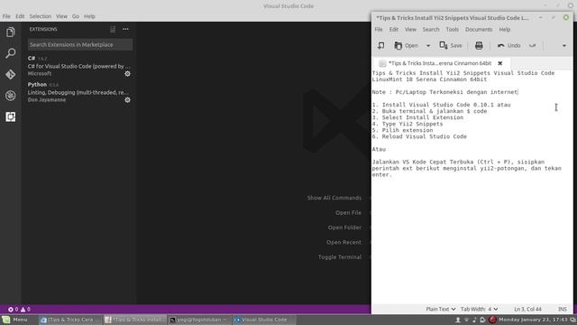 Tips & Tricks Install Yii2 Snippets Visual Studio Code LinuxMint 18 Serena Cinnamon 64bit смотреть онлайн