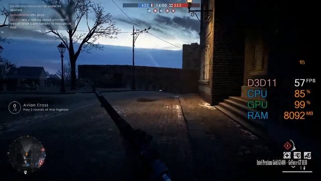 GeForce GT 1030 -- Intel Pentium Gold G5400 -- Battlefield 1 FPS Test Prise de Tahure смотреть онлайн