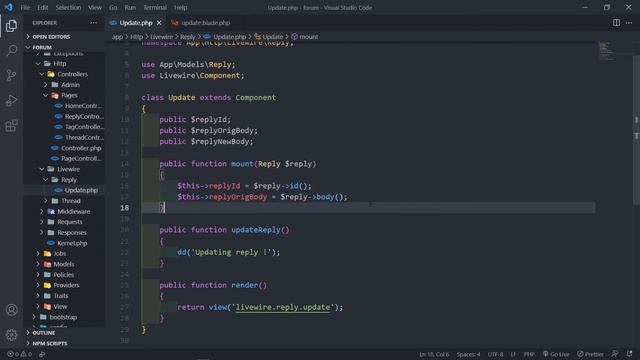 Create a forum with Laravel 8 | Finishing our Livewire component methods | Part 45 смотреть онлайн