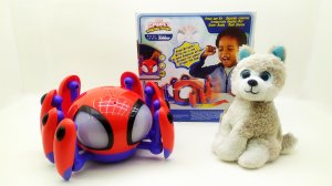 Trace-E и щенок Митя! Обзор игрушки Trace-E Паучок Спайди мини-паучок F24125L0