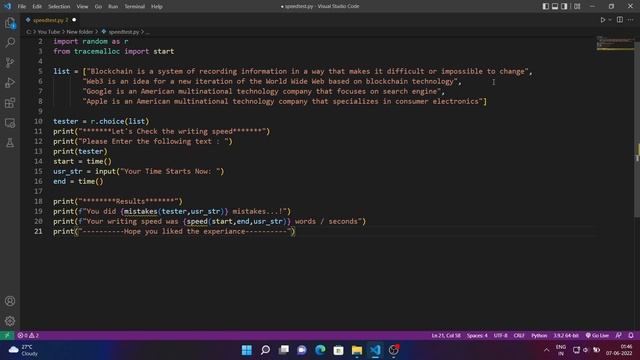 How to make a Typing Speed Calculator | PYTHON смотреть онлайн