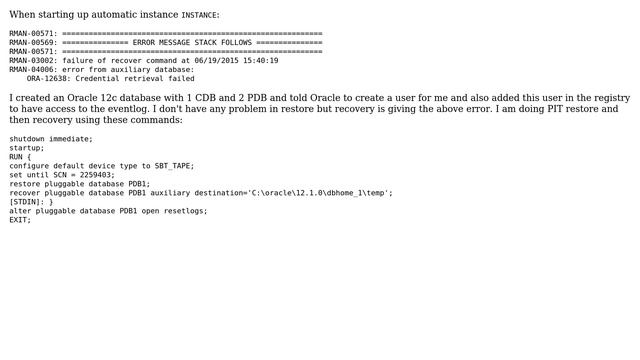 Databases: "Credential retrieval failed" during recovery of an Oracle database (2 Solutions!!) смотреть онлайн