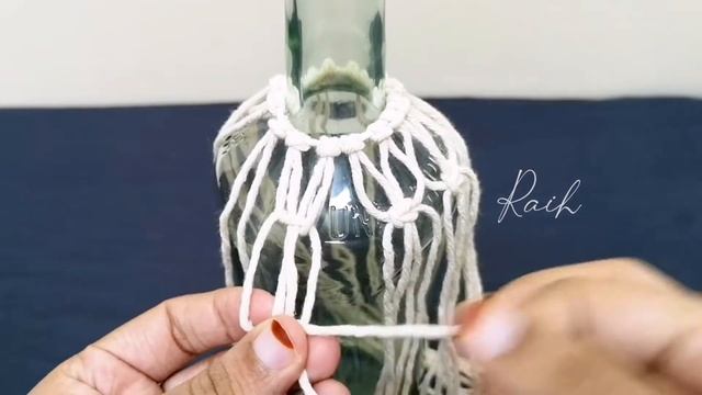 Macrame Bottle Cover - DIY Knoted Bottle -Bottle Decor Ideas - Macrame Art