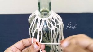 Macrame Bottle Cover - DIY knoted Bottle -Bottle Decor ideas - Macrame Art