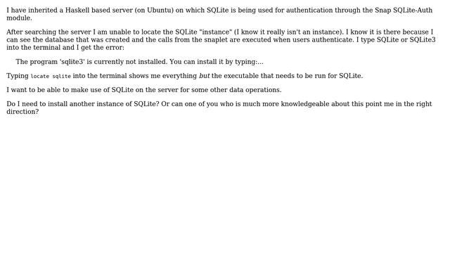 DevOps & SysAdmins: I cannot find the SQLite Instance on Haskell / Snap based server смотреть онлайн