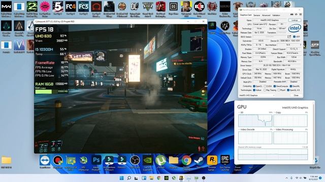 Intel UHD 630 | Cyberpunk 2077 - 72p, 144p, 360p, 720p, 1024x768 смотреть онлайн