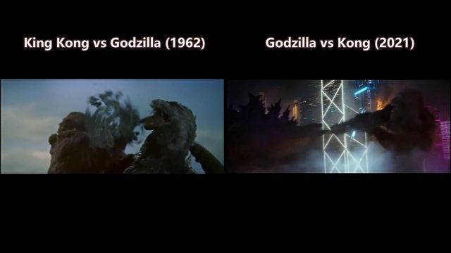 Kong shoves tree/axe down Godzilla's throat comparison (1962 vs. 2021) смотреть онлайн