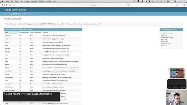 DjangoCon Europe 2021 Sprints – Accessibility Review Of Django Postgres Metrics