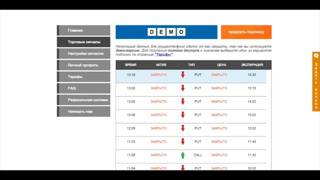 Видео инструкция по использованию сервиса торговых сигналов Trade Signals смотреть онлайн