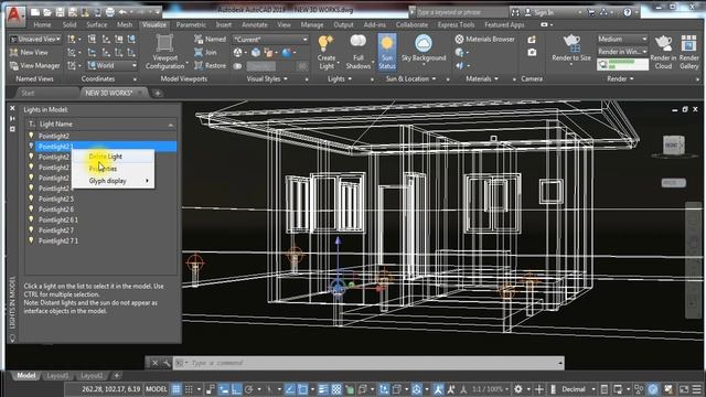 Drawing Exercise 17: How to Add LIGHTS in 3D modeling (3D AutoCAD) смотреть онлайн