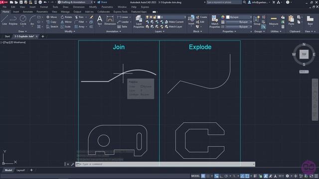 3-5 How to Joining and Exploding objects in AutoCAD (AutoCAD 2023) смотреть онлайн