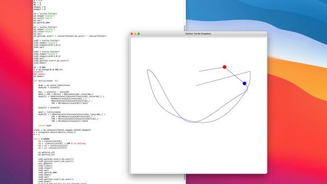 Simple double pendulum using python turtle and scipy. смотреть онлайн