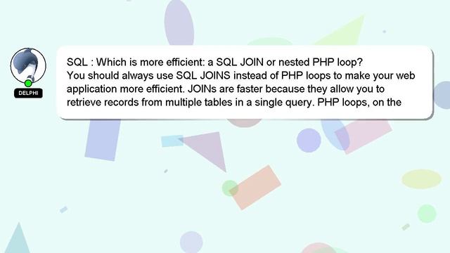 SQL : Which is more efficient: a SQL JOIN or nested PHP loop? смотреть онлайн