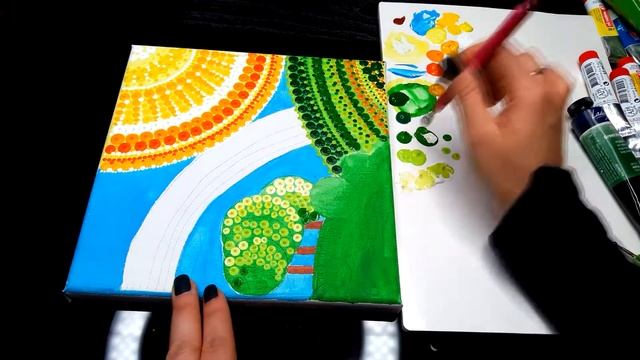 Рисуем акрилом (точками) #Радуга |Acrylic Painting Step by Step #rainbow смотреть онлайн