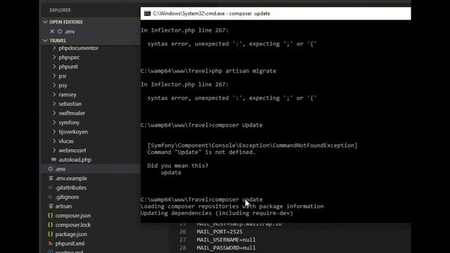 FatalErrorException in Inflector.php line 265: syntax error, unexpected ':', expecting ';' or '{' смотреть онлайн