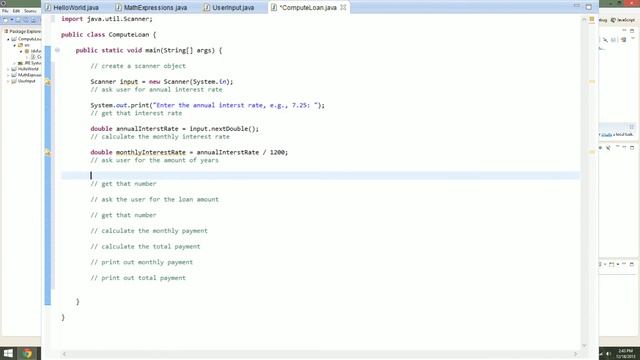 Java: Compute Loan w/ User Input [TUTORIAL] (Eclipse) смотреть онлайн