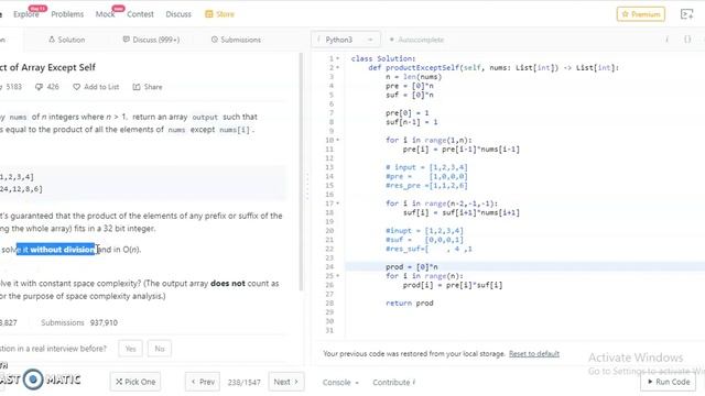 LeetCode 238. Product of Array Except Self | PYTHON смотреть онлайн