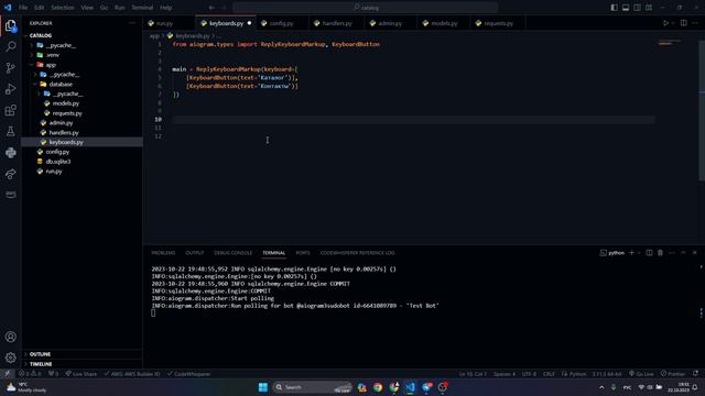 Шаблон телеграм бота на P Y T H O N