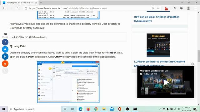 How to print list of Files in a Folder in Windows 10 смотреть онлайн
