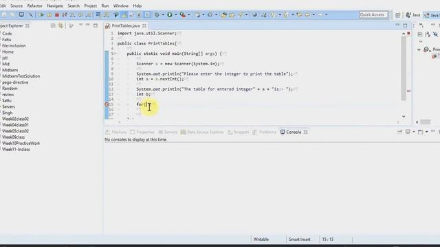 Java program to print any table using for loop. смотреть онлайн