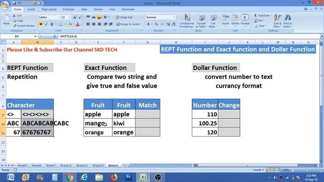 rept function , exact function and dollar function in excel in hindi смотреть онлайн