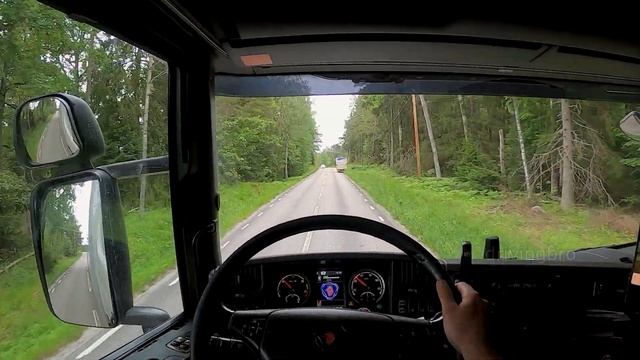 POV Truck & Trailer Driving, Norrtälje To Vätö. Narrow Country Road, Scania G490