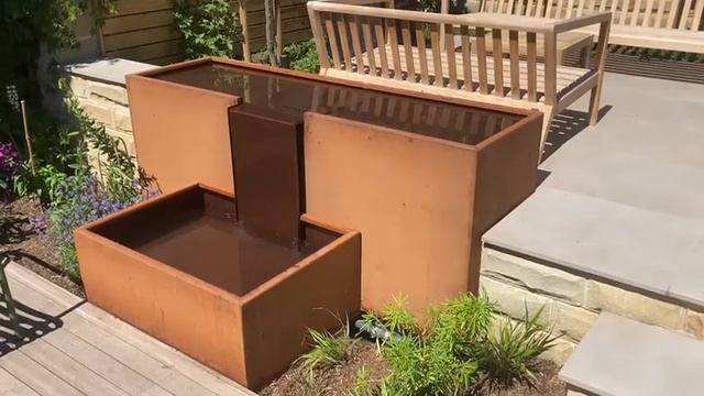 corten waterfall waterfeature garden design смотреть онлайн