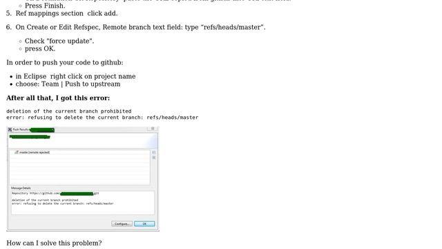 Eclipse IDE Git client pushing code to github and getting "deletion of the current branch... смотреть онлайн