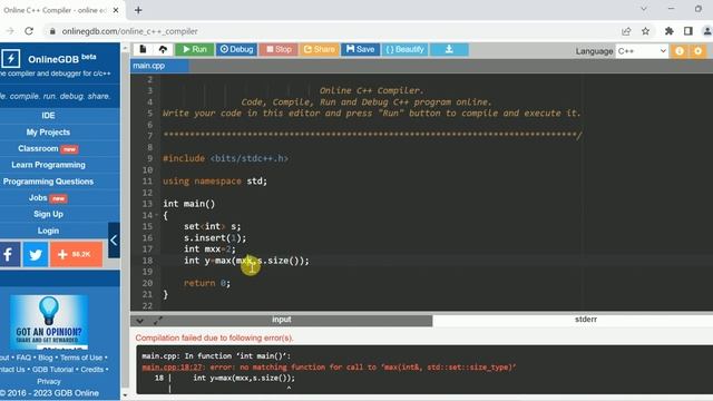 error: no matching function for call to 'max' in C++ смотреть онлайн
