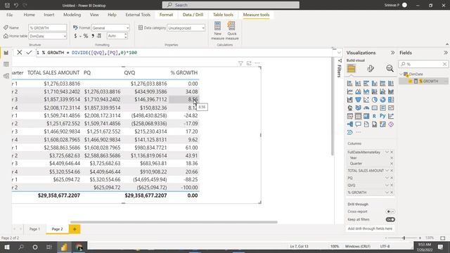 CURRENT QUARTER AND YEAR,PREVIOUS QUARTER AND YEAR, PERCENTAGE GROWTH IN POWER BI смотреть онлайн