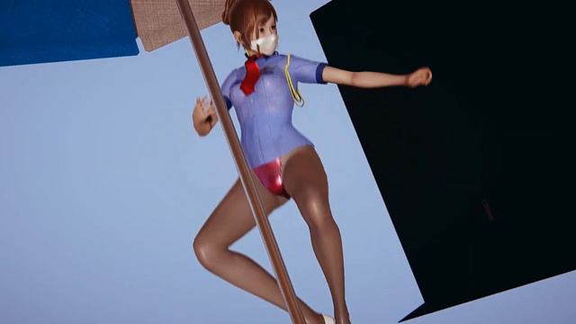 Shiny Pantyhose And Higheels Policrweman With Mmd Poledance In HS2