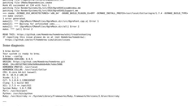 Apple: "brew install ogre" fails at "make install" смотреть онлайн