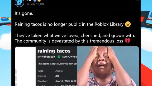 Roblox Just REMOVED Audio/its raining tacos song DELETED смотреть онлайн