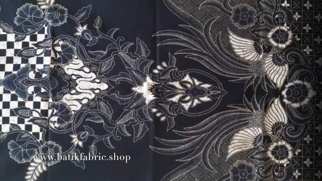 Batik Fabric Shop: Handmade Cotton Batik Fabric Cabut Solo Navy Black Bird