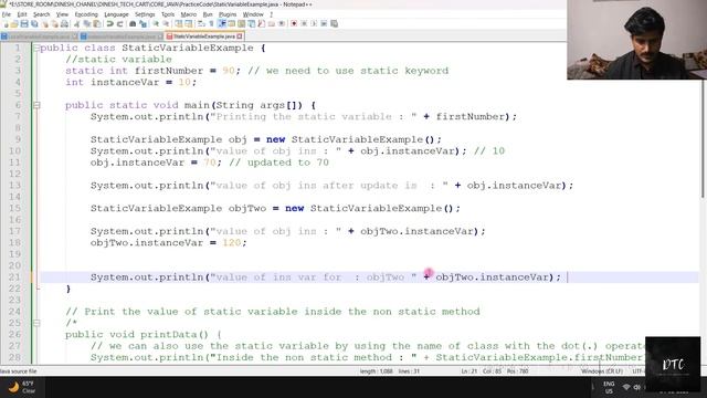 Static | Class Variable in Java | DineshDTC смотреть онлайн