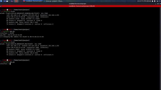 Этичный хакинг|Python|Программа для смены MAC адреса через консоль Linux смотреть онлайн