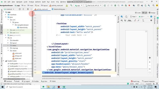 How to add navigation drawer in empty activity in android studio [ Part -1 ] смотреть онлайн