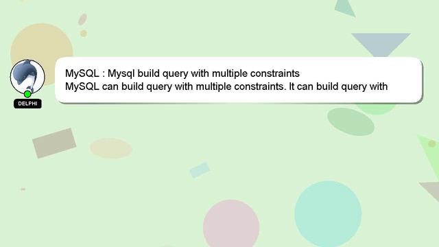 MySQL : Mysql build query with multiple constraints смотреть онлайн