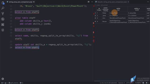 สอน PostgreSQL: เปรียบเทียบการเก็บข้อมูลแบบ text, array และ json смотреть онлайн