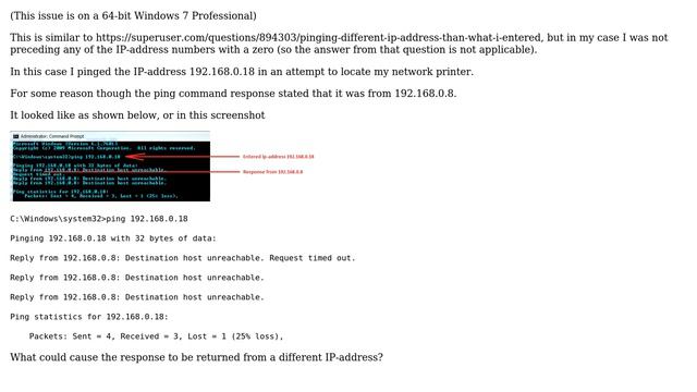 What could cause ping command to respond from a different IP-address on local network? смотреть онлайн
