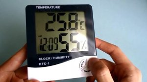 Градусник электронный с гигрометром, часами и датой HTC-1
