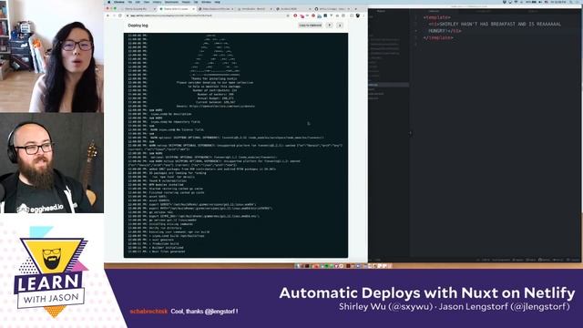 Automatic Deploys with Nuxt on Netlify (with Shirley Wu) — Learn With Jason смотреть онлайн